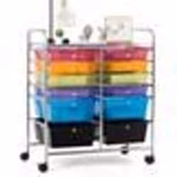 COSTWAY Tour de Rangement Chariotà Roulettes - 12 Tiroirs 64 x 38 x 75 CM Format A4 et Lettre de Couleur Colorée Transparent