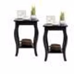 COSTWAY Lot de 2 Tables dAppoint Bout de Canapé 2 Niveaux avec Patins Antidérapants pour Chambre Salon 40 x 40 x 60 cm Noir