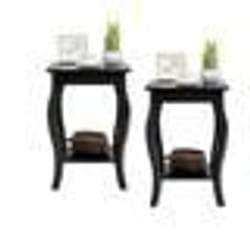 COSTWAY Lot de 2 Tables dAppoint Bout de Canapé 2 Niveaux avec Patins Antidérapants pour Chambre Salon 40 x 40 x 60 cm Noir