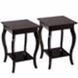 COSTWAY Lot de 2 Tables dAppoint Bout de Canapé 2 Niveaux avec Patins Antidérapants pour Chambre Salon 40 x 40 x 60 cm Café