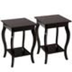 COSTWAY Lot de 2 Tables dAppoint Bout de Canapé 2 Niveaux avec Patins Antidérapants pour Chambre Salon 40 x 40 x 60 cm Café