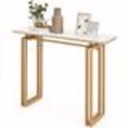 COSTWAY Table Console Effet Marbre - 110 x 30 x 81 CM Meuble dEntrée de Style Scandinave Cadre en Métal Or