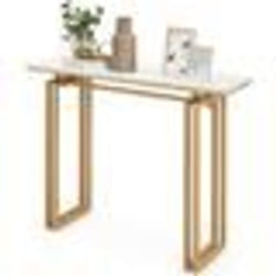 COSTWAY Table Console Effet Marbre - 110 x 30 x 81 CM Meuble dEntrée de Style Scandinave Cadre en Métal Or
