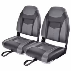 COSTWAY Siège de Bateau Pliante 2 Pièces à Dossier avec Coussin en Cuir PVC Charnières Flexibles 4 vis Incluses Charge 115KG ...