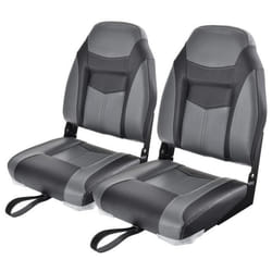 COSTWAY Siège de Bateau Pliante 2 Pièces à Dossier avec Coussin en Cuir PVC  Charnières Flexibles 4 vis Incluses Charge 115KG Noir