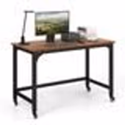 COSTWAY Bureau Informatique à Roulettes Table dOrdinateur Industrielle Mobile avec Cadre en Métal Charge Max 95kg 120x60x76 c ...