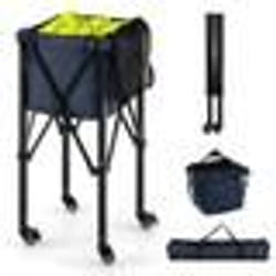 COSTWAY Chariot de Balle de Tennis Pliable en Aluminium Léger Roulant Sac Amovible Poches Latérales Contient 150 balles Bleu