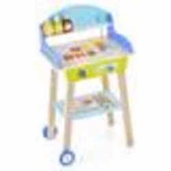 COSTWAY Jouet Barbecue Grill en Bois pour Enfants 3 Ans+ 21 Accessoires avec Roues Son Réaliste Cadeaux Idéal