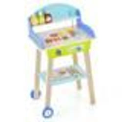 COSTWAY Jouet Barbecue Grill en Bois pour Enfants 3 Ans+ 21 Accessoires avec Roues Son Réaliste Cadeaux Idéal