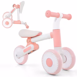 COSTWAY Draisienne sans Pédale pour Bébé 1-3 Ans avec 3 Roues Vélo dÉquilibre Enfant Pliable avec Selle Réglable en Hauteur R ...