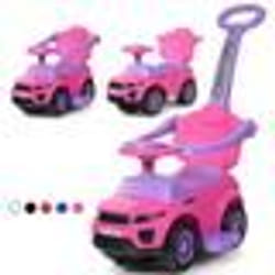 COSTWAY 3 en 1 Porteur Enfants avec Poignée Amovible Lumières et Musique Espace de Stockage Dispositif Anti-basculement 1-3 Ans