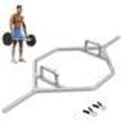COSTWAY Barre de Piège Olympique Hexagonale Haltérophilie Diamètre 25 mm Charge 226KG avec Poignées Moletées Plates ou Surélevées