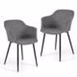 COSTWAY Lot de 2 Chaises de Salle à Manger Rembourrées Dossier Ergonomique Accoudoirs Larges Moderne 60 x 53 x 825 cm Gris