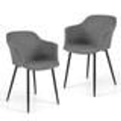 COSTWAY Lot de 2 Chaises de Salle à Manger Rembourrées Dossier Ergonomique Accoudoirs Larges Moderne 60 x 53 x 825 cm Gris