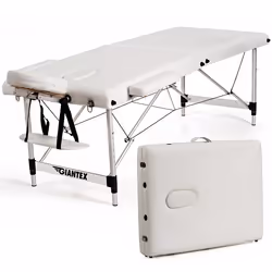 COSTWAY Table de Massage Pliante en Cuir PVC de 185cm Avec Appui-tête et Accoudoirs Amovibles 2 Zones Réglables en Hauteur 25 ...