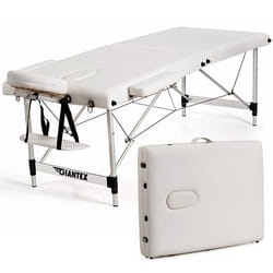 COSTWAY Table de Massage Pliante en Cuir PVC de 185cm Avec Appui-tête et Accoudoirs Amovibles 2 Zones Réglables en Hauteur 250KG