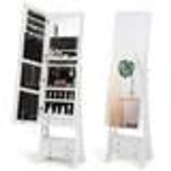COSTWAY Armoire à Bijoux sur Pied avec Miroir Pleine Longueur Lumières LED Intégrées 6 Tiroirs et 3 Angles dInclinaison