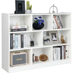 COSTWAY Bibliothèque à 3 Niveaux et 8 Cubes Étagère de Rangement Ouverte en Bois pour Salon Salle de Jeux 122 x 32 x 93 cm Blanc