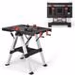 COSTWAY Établi Pliable en Métal et Aluminium Hauteur RéglablePoignées de Serrage Rotatives Chevalet de Bricolage 454 kg Rouge