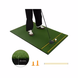 COSTWAY Tapis d’Entraînement de Golf 153 x 92 x 25cm avec 2 Positions de Tee et 2 Bâtons dAlignement 6 Trous de Tee Pré-percé ...