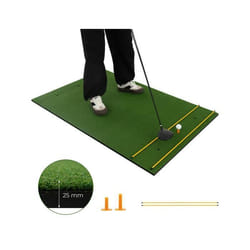 COSTWAY Tapis d’Entraînement de Golf 153 x 92 x 25cm avec 2 Positions de Tee et 2 Bâtons dAlignement 6 Trous de Tee Pré-percés