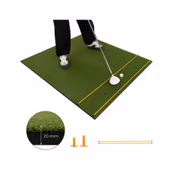 COSTWAY Tapis d’Entraînement de Golf 152 x 117 x 2cm avec 2 Positions de Tee et 2 Bâtons dAlignement 6 Trous de Tee Pré-percé ...
