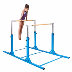 COSTWAY Double Barre de Gymnastique Hauteur Réglable 11 Niveaux 96-140CM Doubles Cerrous avec Talc en Poudre Jusquà 100 kg Bl ...