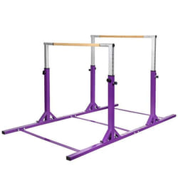 COSTWAY Double Barre de Gymnastique Hauteur Réglable 11 Niveaux 96-140CM Doubles Cerrous avec Talc en Poudre Jusquà 100 kg Violet