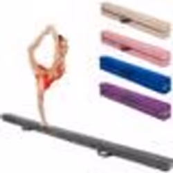 COSTWAY Poutre de Gymnastique Pliable 210cm pour Enfants avec Poignées de Transport 4 Patins Antidérapants Couverture en Daim ...