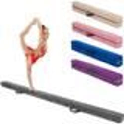 COSTWAY Poutre de Gymnastique Pliable 210cm pour Enfants avec Poignées de Transport 4 Patins Antidérapants Couverture en Daim Gris