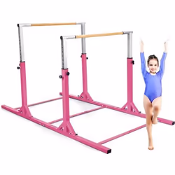 COSTWAY Double Barre de Gymnastique Hauteur Réglable 11 Niveaux 96-140CM Doubles Cerrous avec Talc en Poudre Jusquà 100 kg Ro ...
