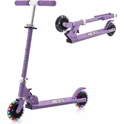 COSTWAY Trottinette Enfant Pliable 2 Roues Clignotantes Automatiques Hauteur Réglable Poignée TPR Alliage dAluminium 3-8 Ans