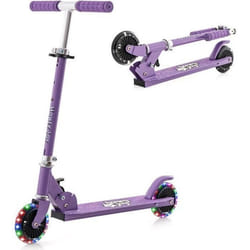 COSTWAY Trottinette Enfant Pliable 2 Roues Clignotantes Automatiques Hauteur Réglable Poignée TPR Alliage dAluminium 3-8 Ans