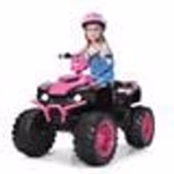 COSTWAY Quad Électrique 12V pour Enfants avec Lumière Musiques et Histoires 104x67x74 cm pour Différents Terrains 3-7 Ans