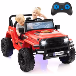 COSTWAY Voiture Electrique 24V/7Ah pour Enfants Télécommande 24G Démarrage Lent Musique Klaxon LED pour 3-8 Ans Rouge
