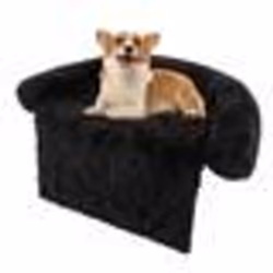 COSTWAY Lit pour Chat Chien en Peluche S avec Traversin pour Cou Panier pour Chien pour Animaux avec Dessous Antidérapant Noi ...