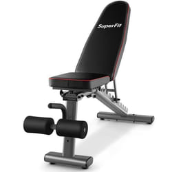 COSTWAY Banc de Musculation Abdominaux Dossier Incliné 10 Positions 3 Positions de Siège et 5 Positions de Pieds avec 2 Roues 300KG