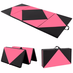 COSTWAY Tapis de Gymnastique pliable 240 x 117 x 5 cm 4 Plis Housse Amovible en Cuir PU avec Attaches Auto-agrippantes Tapis  ...