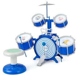 COSTWAY Batterie de Jazz pour Enfants avec Tabouret5 Tambours DétachablesCymbaleBaguettesPédaleJouet dInstrument Educatif