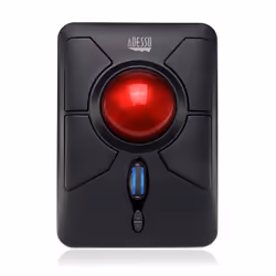 Adesso iMouse T50, Ambidextre, Trackball, RF sans fil, 4800 DPI, Noir, Rouge