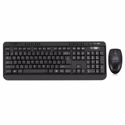 Adesso WKB-1320CB-UK, Taille réelle (100 %), FR sans fil +USB, Clavier à membrane, QWERTY, Noir, Souris incluse