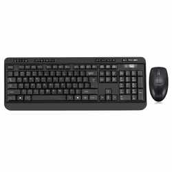Adesso WKB-1320CB, Taille réelle (100 %), RF sans fil, Clavier à membrane, QWERTY, Noir, Souris incluse