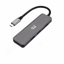 Adesso AUH-4020, Thunderbolt 3, Aluminium, MicroSD (TransFlash), SD, HDMI, USB 3.2 Gen 1 (3.1 Gen 1) Type-A, USB 3.2 Gen 1 (3 ...