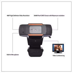 Adesso CyberTrack H2 webcam 640 x 480 pixels USB 2.0 Noir, Orange - Vue supplémentaire 5