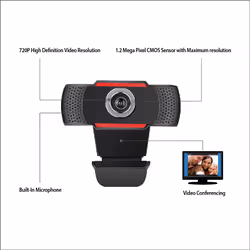 Adesso CyberTrack H3 webcam 1,3 MP 1280 x 720 pixels USB 2.0 Noir, Rouge