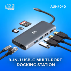 Adesso 9-IN-1 USB-C MULTI-PORT DOCKING STATION carte et adaptateur d'interfaces