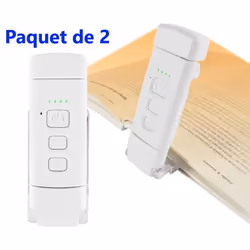 2PCS Lampe de Lecture Rechargeable Liseuse Lampe Lecture 3 Couleurs Protection des Yeux & 5 Réglages de Luminosité Tête Rotab ...