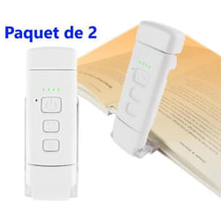 2PCS Lampe de Lecture Rechargeable Liseuse Lampe Lecture 3 Couleurs Protection des Yeux & 5 Réglages de Luminosité Tête Rotable