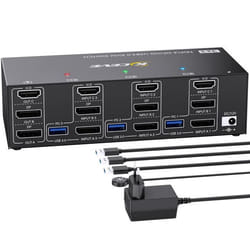 ESKEVE Commutateur KVM 3 PC 3 moniteurs HDMI + 2 DisplayPort 8K 60Hz 4K 144Hz