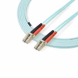 StarTech.com Câble Fibre Optique Multimode de 2m LC/UPC à LC/UPC OM3, Fibre Zipcord Full Duplex 50/125µm, Réseaux 100G, LOMMF/VCSEL, <0.3dB Faible Perte d'Insertion, Cordon Patch Fibre LSZH